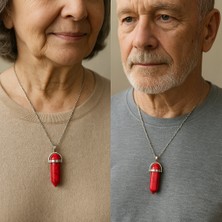 Mercan Taşı Kolye – Huzur Veren Doğal Taş – Kadın Erkek Unisex – Sevgiliye, Anneye, Erkek Arkadaşa Ahşap Kutulu Hediye