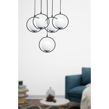 Taşcan Aydınlatma Lito 5 Li Siyah Tepsili Özel Tasarım Lüx Sarkıt Avize