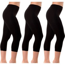 İki Yıldız Kadın Penye Dizaltı Tayt 3'lü Paket 1002