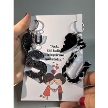 Epoksi Siyah Sevgili Çift Anahtarlık Sevgililer Günü Konsept