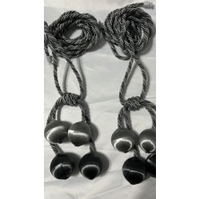 Semra Perde Parlak Toplu 4 Lü Top Çift Renk Ip Perde Bağlama Ipi 2 Adet