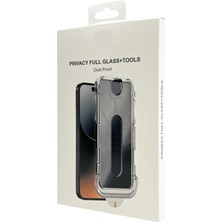 iPhone 16 Kolay Uygulama Aparatlı Dust Proof Privacy Temperli Hayalet Cam Ekran Koruyucu (Siyah)