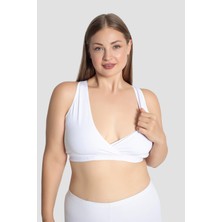 Hamile Emzirme Büstiyeri Sporcu Beyaz Yarım Atlet