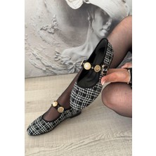Nil Shoes Hante Bej Keten Taşlı Babet Ayakkabı