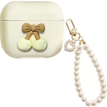 Microsonic Xiaomi Redmi Buds 3 Kılıf Cherry Figürlü Bej