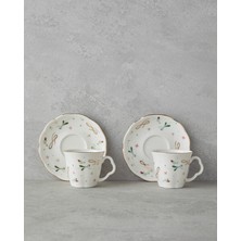 English Home Greena Bone Porselen 4 Parça 2 Kişilik Kahve Fincan Takımı 80 ml Renkli