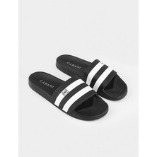 Cabani Unisex Twostrip Şerit Çizğili Lux Deniz-Plaj Terlik Cbn-02 Siyah