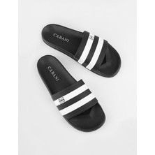 Cabani Unisex Twostrip Şerit Çizğili Lux Deniz-Plaj Terlik Cbn-02 Siyah