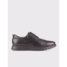 Cabani Hakiki Deri Siyah Eva Taban Bağcıklı Erkek Günlük Ayakkabı