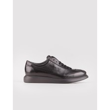 Cabani Sneaker Hakiki Deri Siyah Bağcıklı Erkek Günlük Ayakkabı