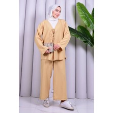 Bağcık Detaylı Pantolonlu Kimono Takım