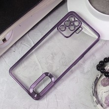 Teknomoda Oppo Reno 5 Lite Kılıf Logo Yeri Açık Kamera Lens Korumalı Renkli Kenarlı Şeffaf Silikon