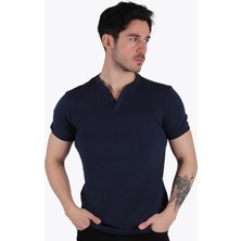 Mckanzie 2122 Üç Düğme Hakim Yaka Ribana Modern Fit T-Shirt