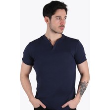 Mckanzie 2122 Üç Düğme Hakim Yaka Ribana Modern Fit T-Shirt