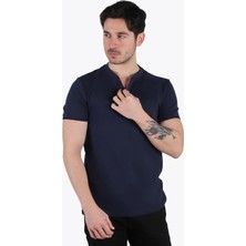 Mckanzie 2122 Üç Düğme Hakim Yaka Ribana Modern Fit T-Shirt