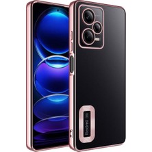 Xiaomi Redmi Note 12 Pro 5g Kılıf Logo Yeri Açık Kamera Lens Korumalı Renkli Kenarlı Şeffaf Silikon Rose Gold
