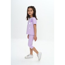 Toontoy Kız Çocuk Bloom Yazı Çiçek Baskılı Kaprili Takım