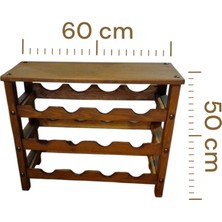 El Yapımı - Ahşap Eskitme 3 Katlı Şaraplık ve Şişelik Şarap Rafı Mini Bar Raf