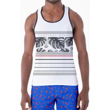 Dijital Baskılı Nefes Alan Clima Control Kumaş Erkek Askılı Plaj Tişört Atlet - MB0392