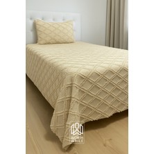 Worthwhile Vera Tek Kişilik Yatak Örtüsü 180x240 | Cappuccino Şönil Kumaş, Baklava Desen, Yumuşak Dokulu