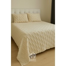 Worthwhile Lina Çift Kişilik Yatak Örtüsü 240x260 | Cappuccino Şönil Kumaş, Dokulu Modern Desen