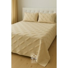 Worthwhile Lina Çift Kişilik Yatak Örtüsü 240x260 | Cappuccino Şönil Kumaş, Dokulu Modern Desen