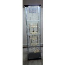 Artinoks Cam Vitrin Gümüşlük Büfe Camlı Koleksiyon Vitrini Detolf Cam Vitrin Teşhirvitrin 3ledli /(Işıklı)