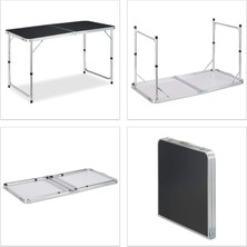 Padilon Yüksekliği Ayarlınır  Katlanır Kamp Masası Alüminyum Masa 120 x 60 x 70 Cm