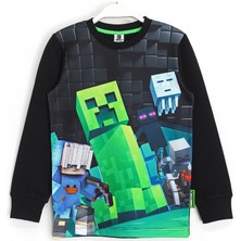 Minecraft Erkek Çocuk 3D Baskılı Sweatshirt 5 - 13 Yaş Siyah