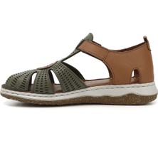 Kadın  Dolgu Topuk Hakiki Deri Sandalet
