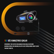 Q58-MAX Radyolu Telsiz Özellikli 2 Kişi Bağlantılı Bluetooth Kask Kulaklık Ekranlı Fenerli Müzik ve Intercom