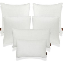 Mira Beyaz Keten 6'lı Kırlent Seti