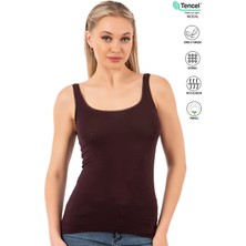 Özkan Underwear Özkan 25493 Kadın Premium Kumaş Modal Pamuklu Likralı Tül Biyeli Kalın Askılı Atlet