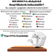 M006 Priz Dönüştürücü/2 Adet/kıbrıs-Hac Umre Prizi-G Plug Adapter-Seyahat Adaptörü