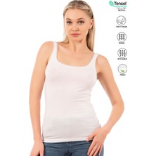 Özkan 25493 Kadın Premium Kumaş Modal Pamuklu Likralı Tül Biyeli Kalın Askılı Atlet