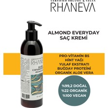 Rhaneva Almond Everyday Saç Kremi, Kuru ve Yıpranmış Saçlar Için, Organik ve Vegan Sertifikalı, 250ML