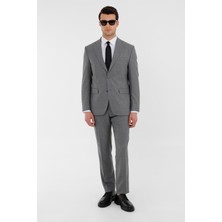 Uki Gri Mono Yaka Klasik Takım Elbise