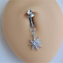 Heppii Deliksiz Kuzey Yıldızı Sallantılı Sıkıştırma Klipsli Göbek Piercingi Belly Piercing