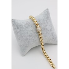 Stil Incisi/xupıng Jewelry Ortası Yuvarlak Zirkon Taşlı Bileklik