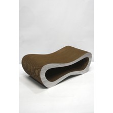 Karton Kedi Tırmalama Kanepesi - Medium - Ahşap Gri Desen - (51X17X24 Cm)