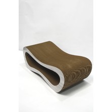 Karton Kedi Tırmalama Kanepesi - Medium - Ahşap Gri Desen - (51X17X24 Cm)