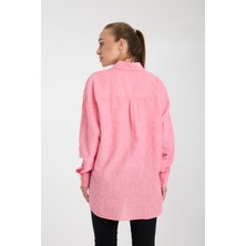 Doğal Dokulu Oversize Kadın Gömlek – %50 Keten %50 Pamuk, Uzun Kollu, Konforlu Stil 2002