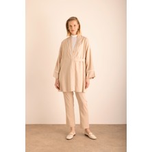 Kemeri Düğme Detaylı Tencel Cotton Kap