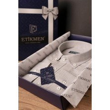 Etikmen Sütlü Kahve Yaka Düğmeli Keten Slimfit Erkek Gömlek