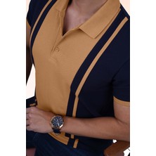 Etikmen Lacivert Hardal Çift Renkli Erkek Polo Yaka Tişört