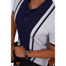 Etikmen Gri Lacivert Çift Renkli Erkek Polo Yaka Tişört