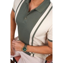 Etikmen Bej Haki Çift Renkli Erkek Polo Yaka Tişört