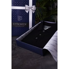 Etikmen Füme Siyah Çift Renkli Erkek Polo Yaka Tişört
