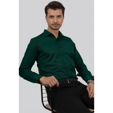Etikmen Kına Yeşili Kare Düğmeli Slimfit Erkek Gömlek