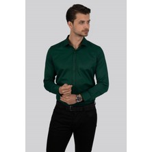 Etikmen Kına Yeşili Kare Düğmeli Slimfit Erkek Gömlek